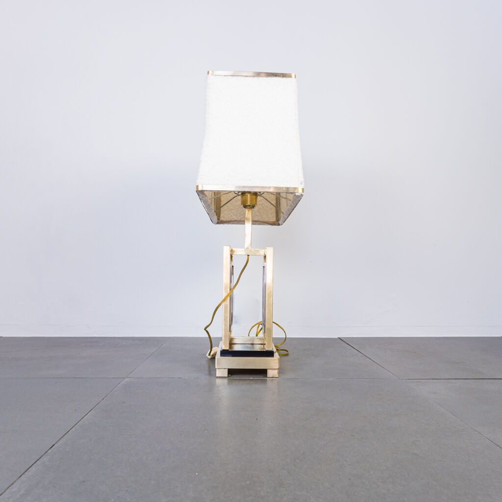 Golden metal table lamp from the 70s