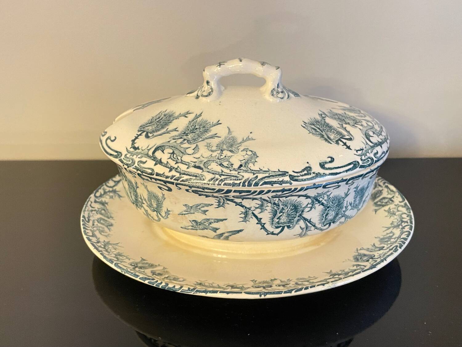 Longwy Ironstone Gravy Boat with Lid, Richelieu Model