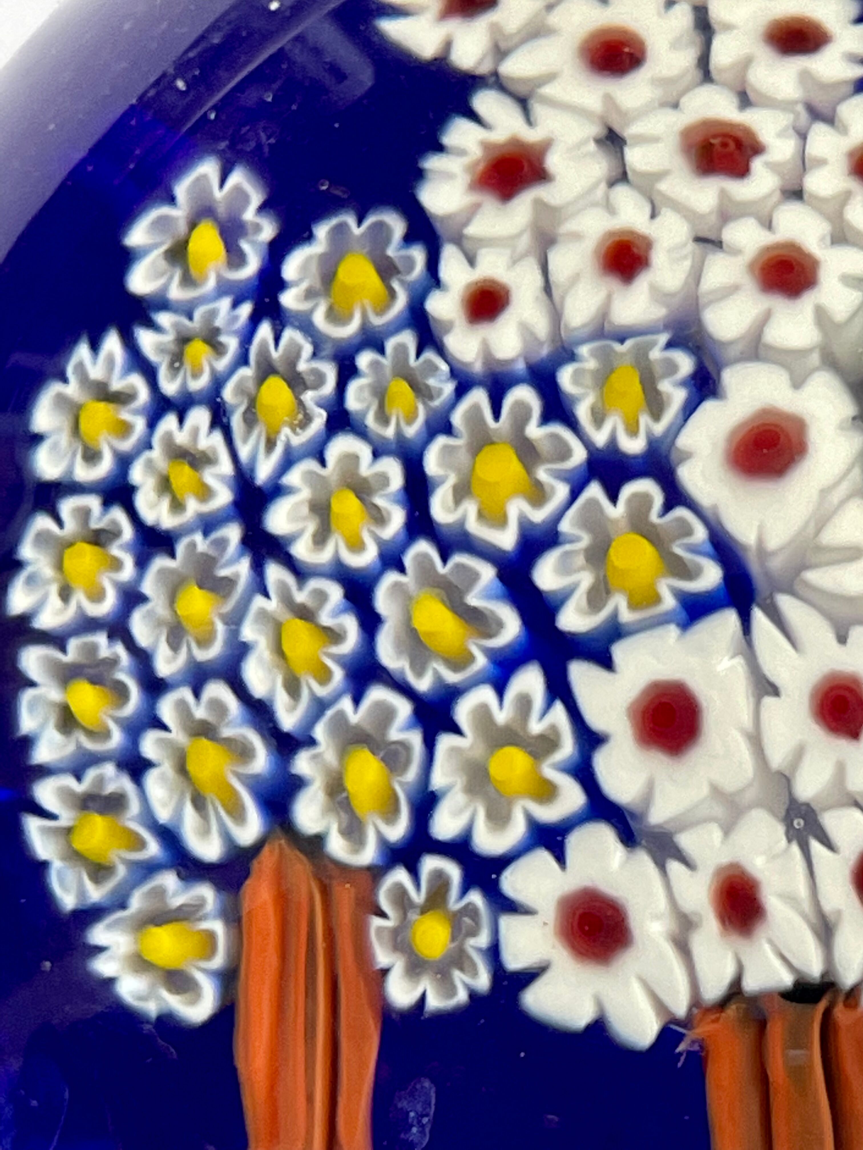 Millefiori Murano parchment paperweight signed