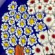 Millefiori Murano parchment paperweight signed