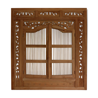 Carved wooden window mirror - 130x120cm