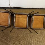 Set of 5 brown skaï chairs 1970