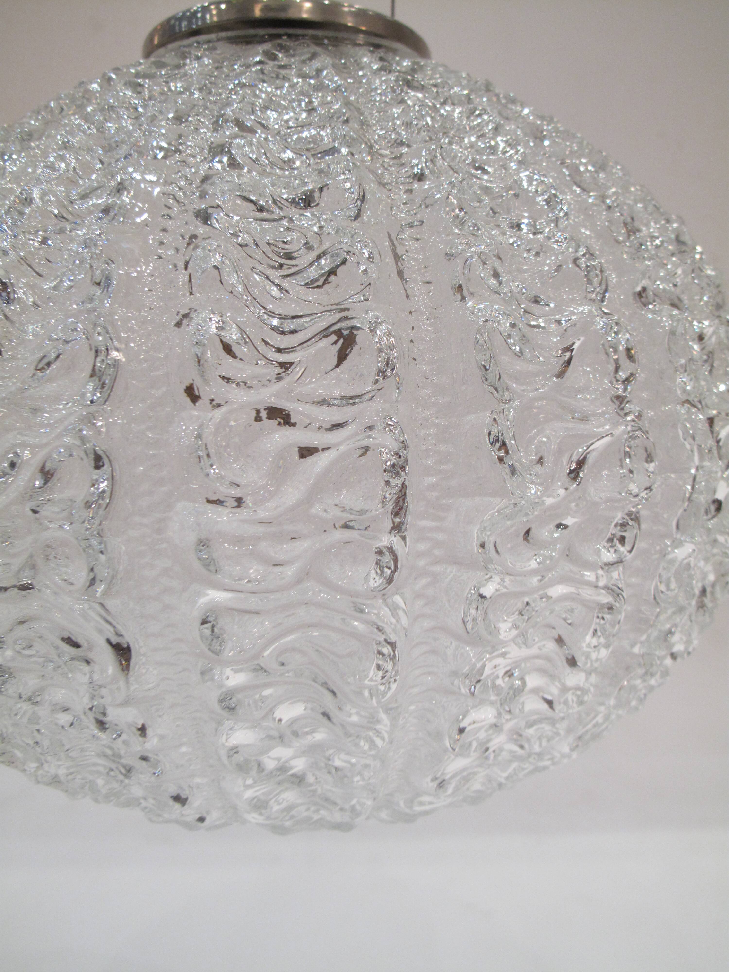 60s round chrome and glass pendant