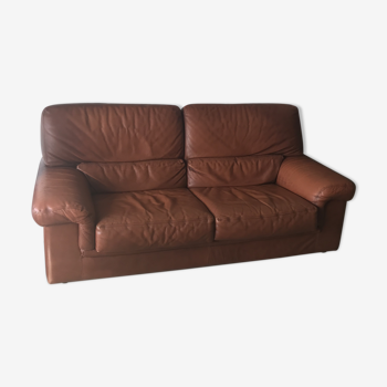 Canapé cuir vintage couleur cognac