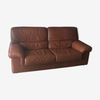 Sofa leather vintage cognac color