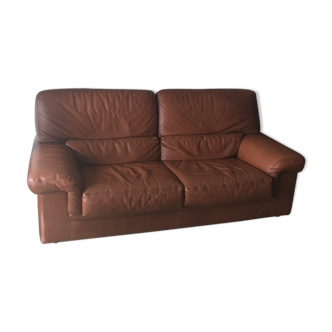 Sofa leather vintage cognac color