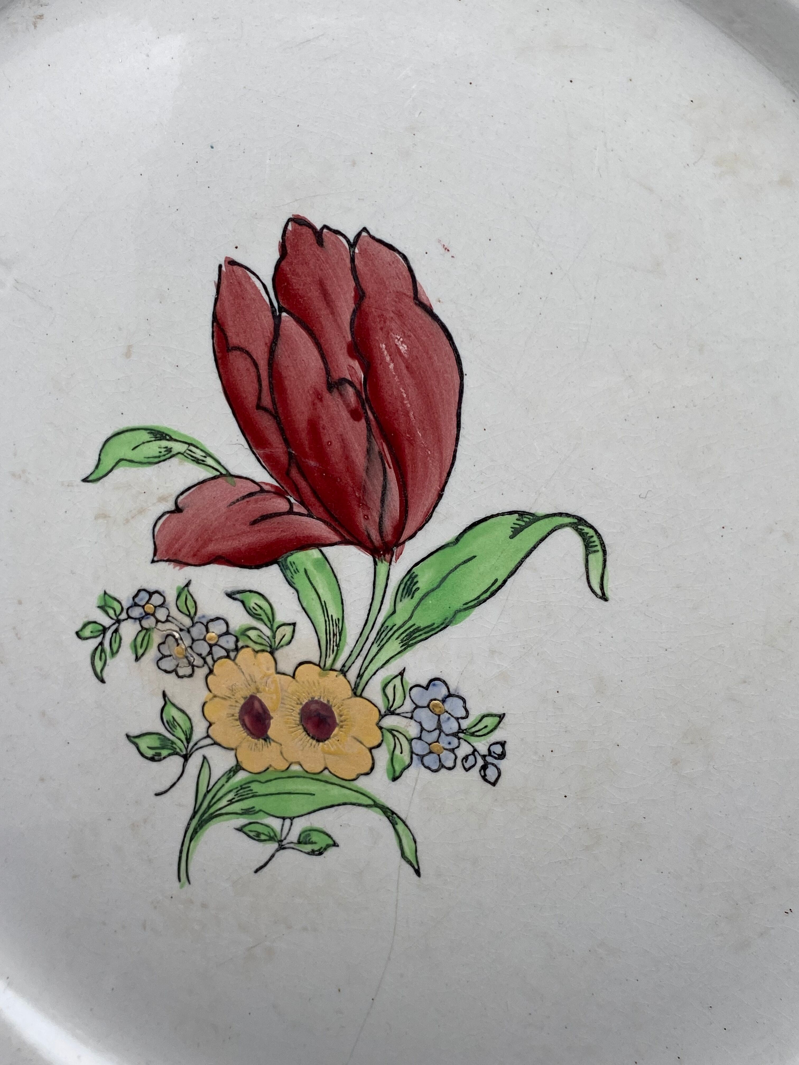 Round serving dish Terre de fer Floral motif St Amand