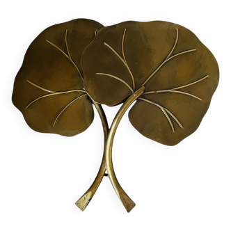 Vintage brass water lily wall light