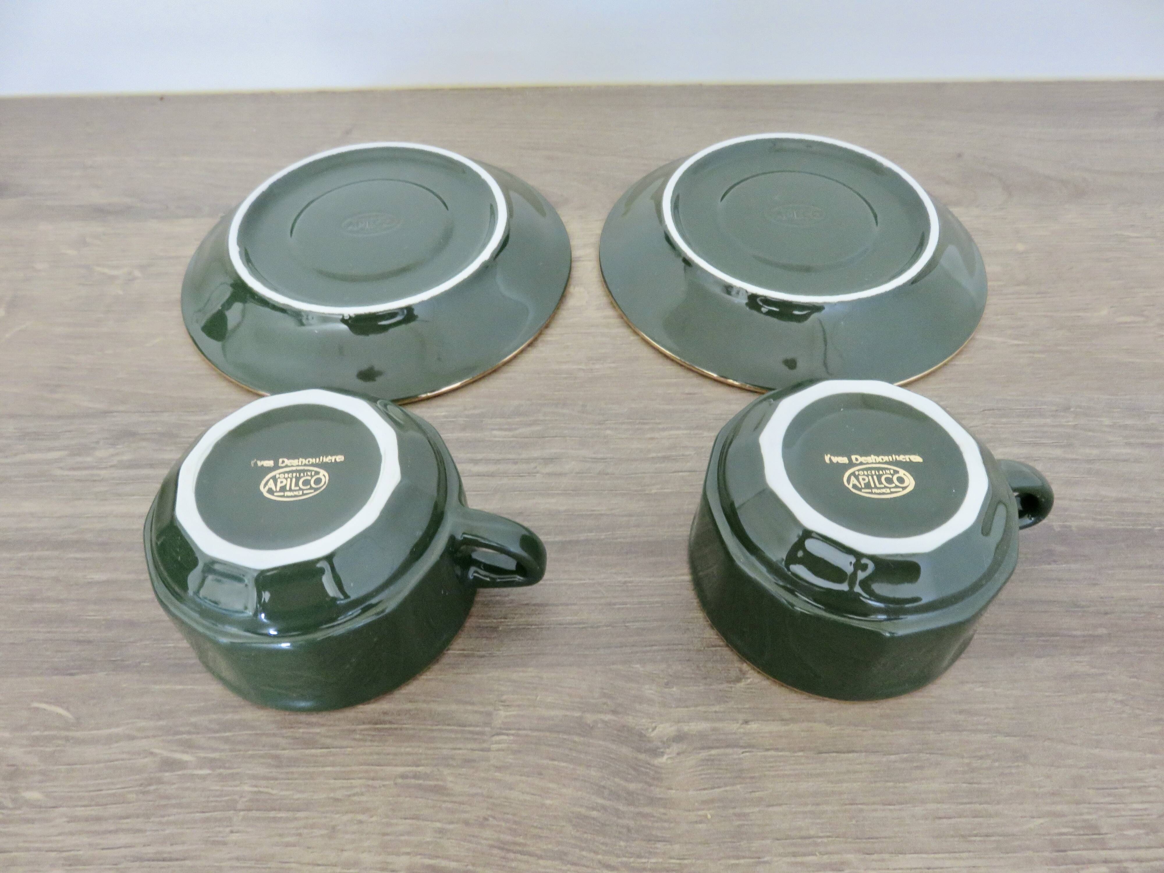 Apilco, set of 2 cups and saucers, Parisian bistros