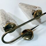 Applique double vintage • acier, laiton & verre • 1950