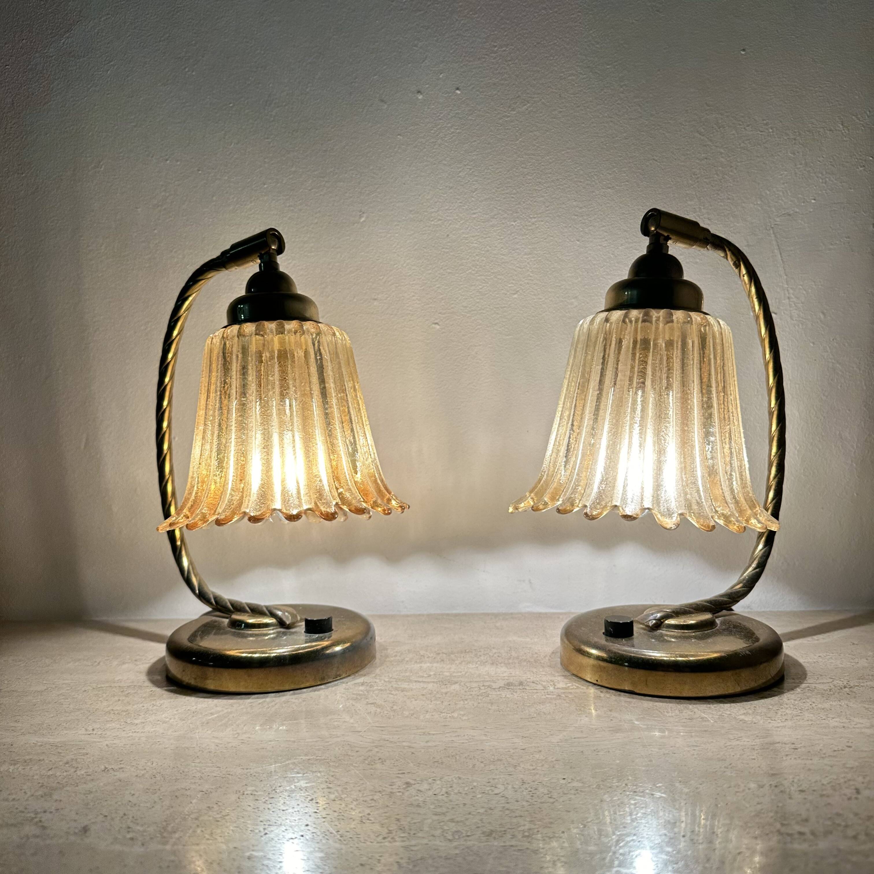 Lot de 2 lampes de table art déco, années 50