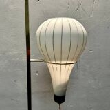 Lampada da terra in vetro opalino e ottone, anni '60