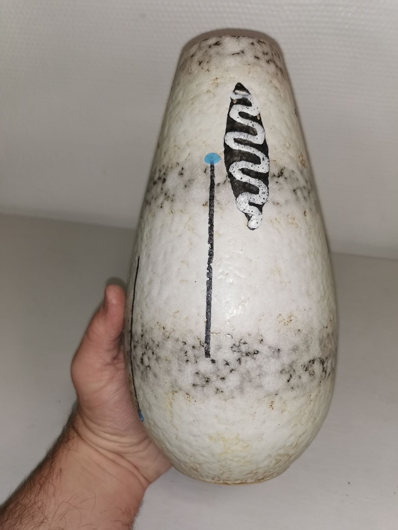 Vase au décor graphique , vintage ceramique , années 50-60s