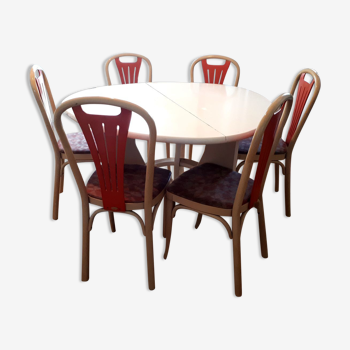 Table set and 6 Baumann chairs