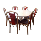 Table set and 6 Baumann chairs