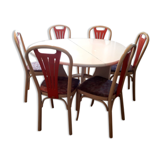 Table set and 6 Baumann chairs