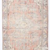 5x9 Pale Red & Green Turkish Vintage Rug, 165x267Cm