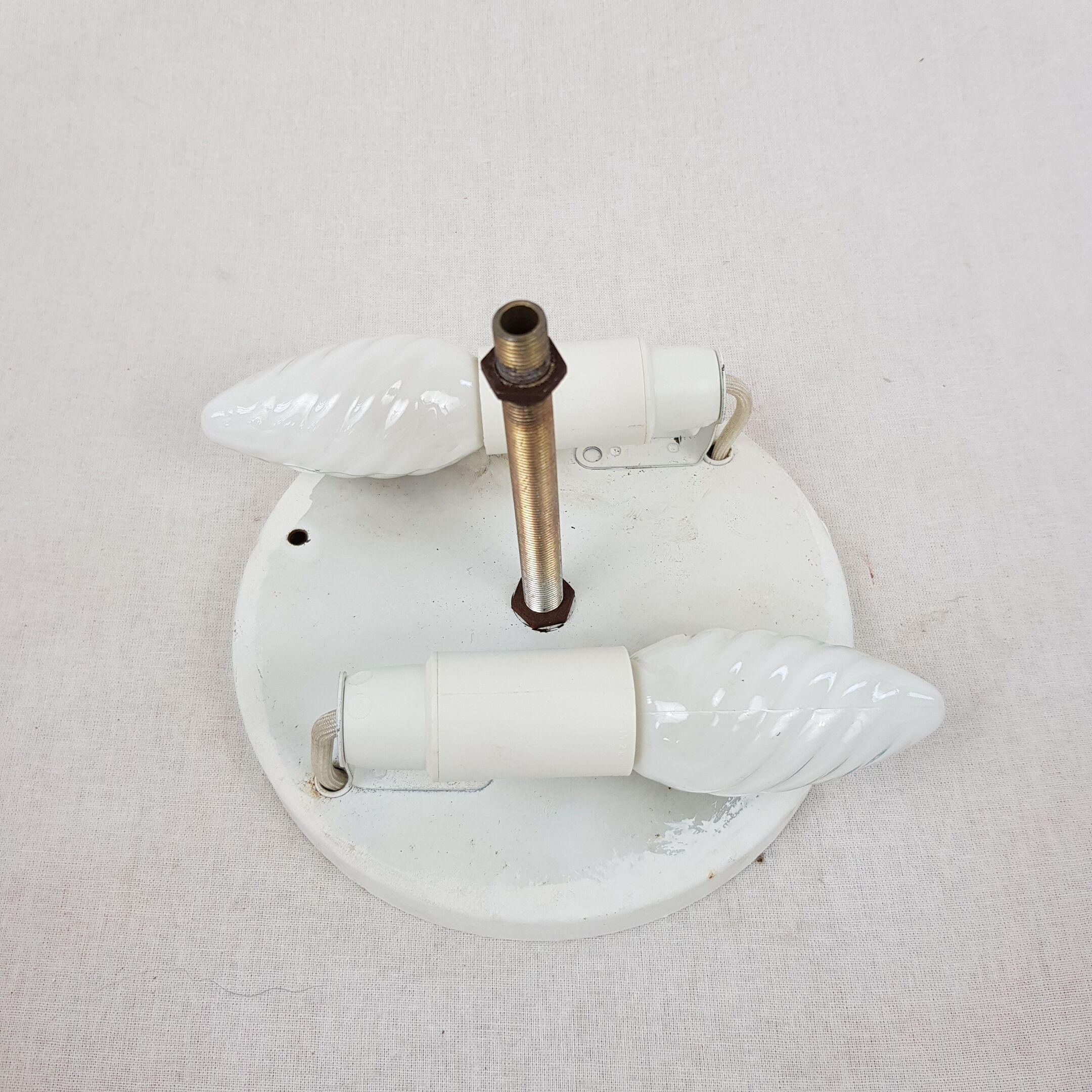 Glass globe ceiling lamp frosted pattern and brass opened frame