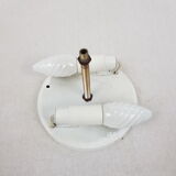 Glass globe ceiling lamp frosted pattern and brass opened frame