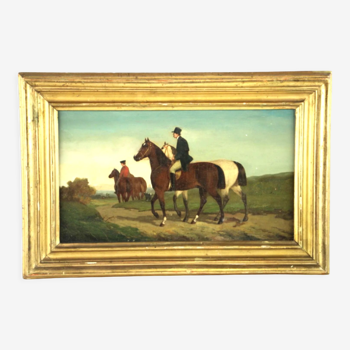 Oil on canvas framed from the nineteenth.riders