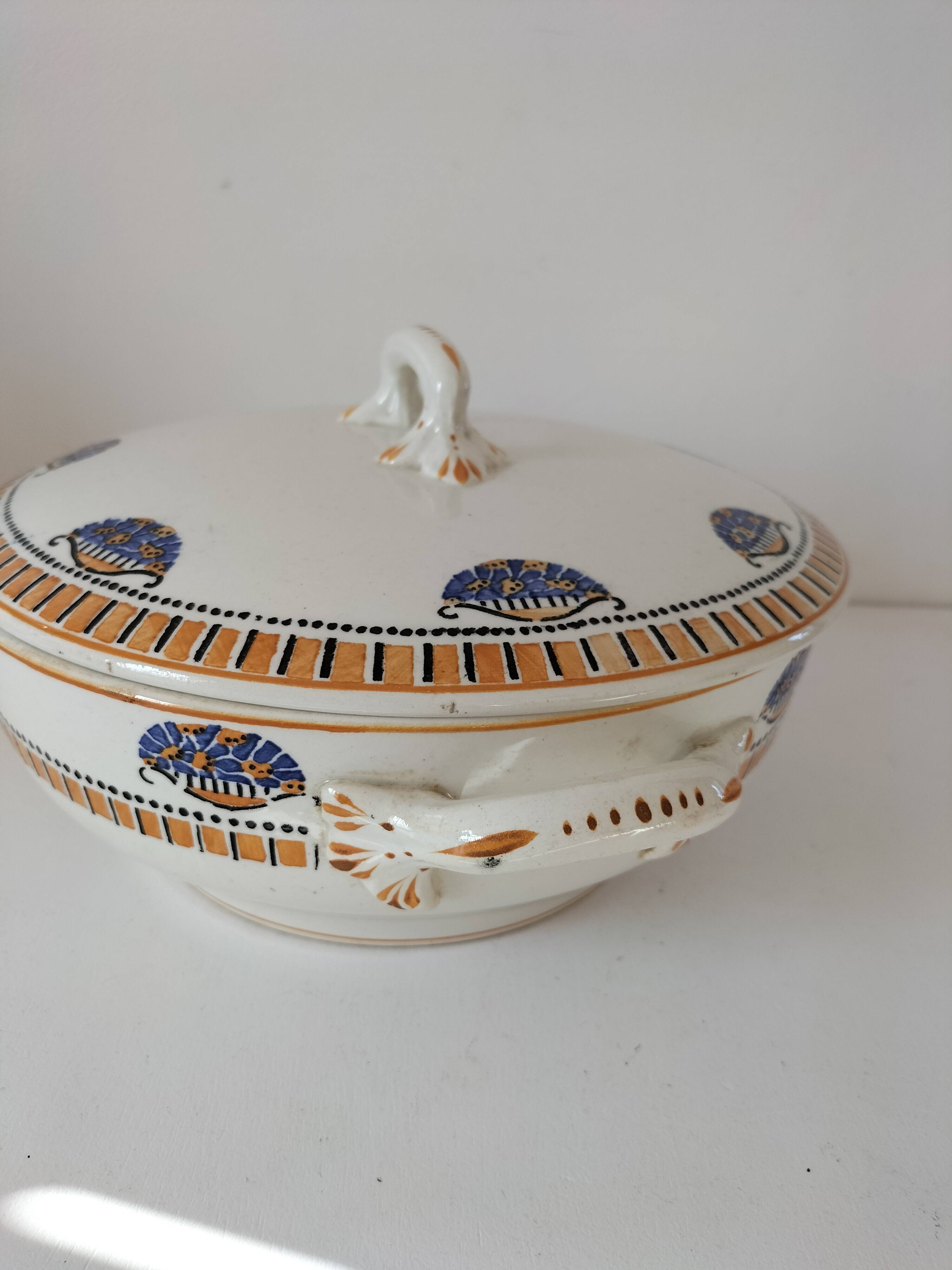 Art Deco Longwy earthenware soup tureen
