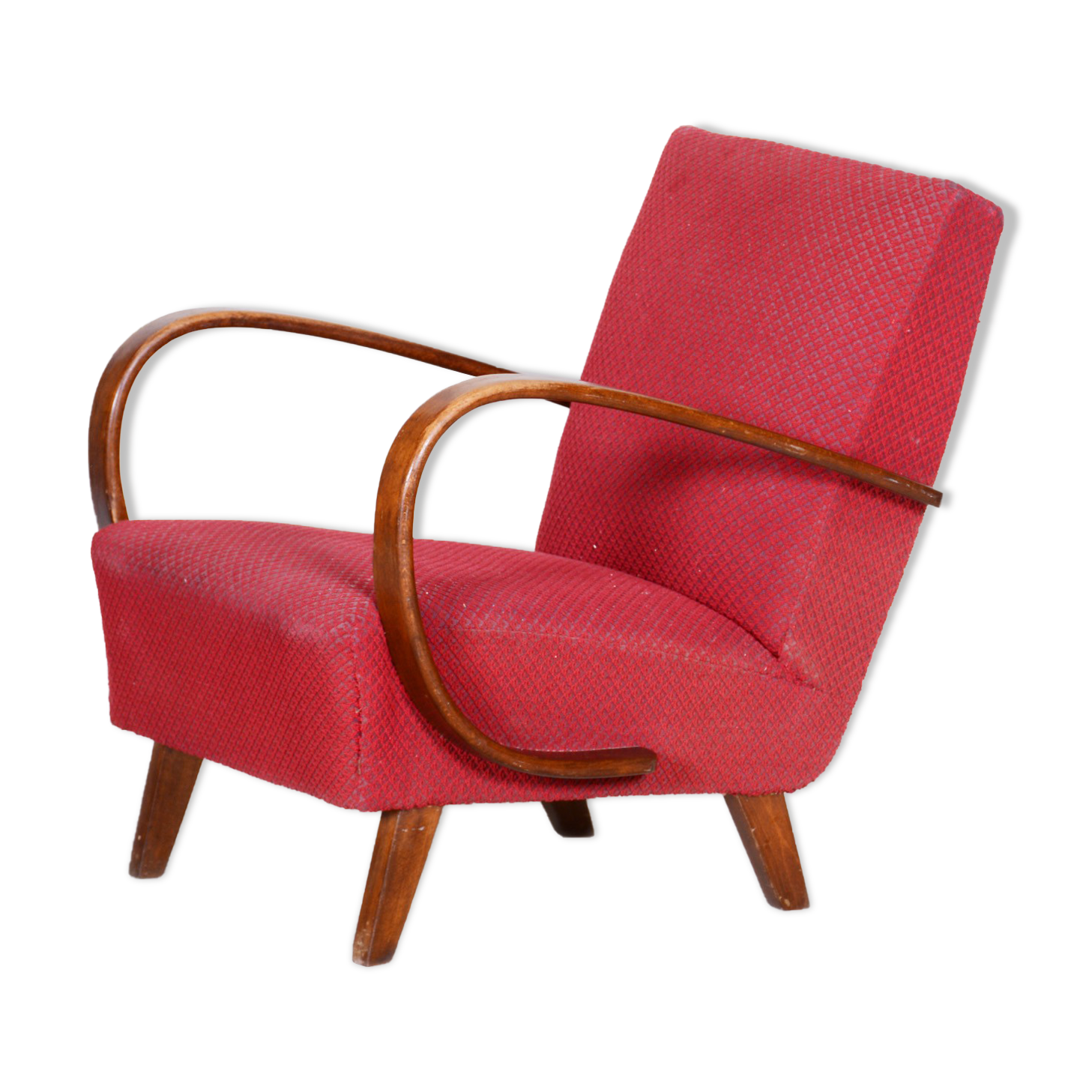 Red art deco armchair - 1930s czechia