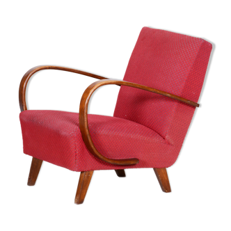 Red art deco armchair - 1930s czechia