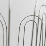 Vintage chrome-plated metal basket in Space Age 1980s design – silver storage for magazines, throws, 37x42x34 cm