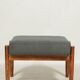 Footrest in vintage style, wooden pouffe, corduroy fabric , Graphite upholstery