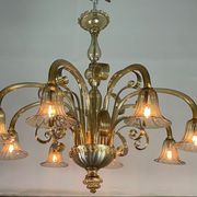 Venetian chandelier in golden murano glass, 8 arms of light