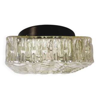 Square clear bubble glass flush mount lamp 1970s