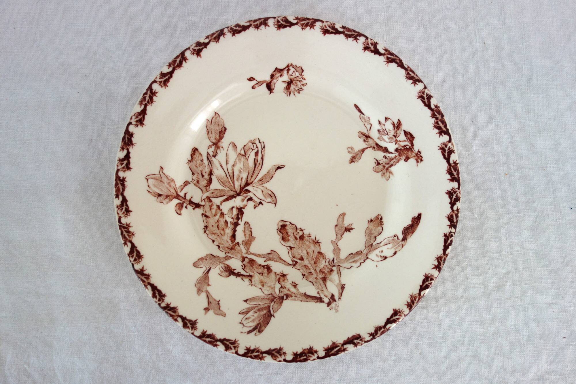 11 Gien plates in the Cactus pattern from around 1900.