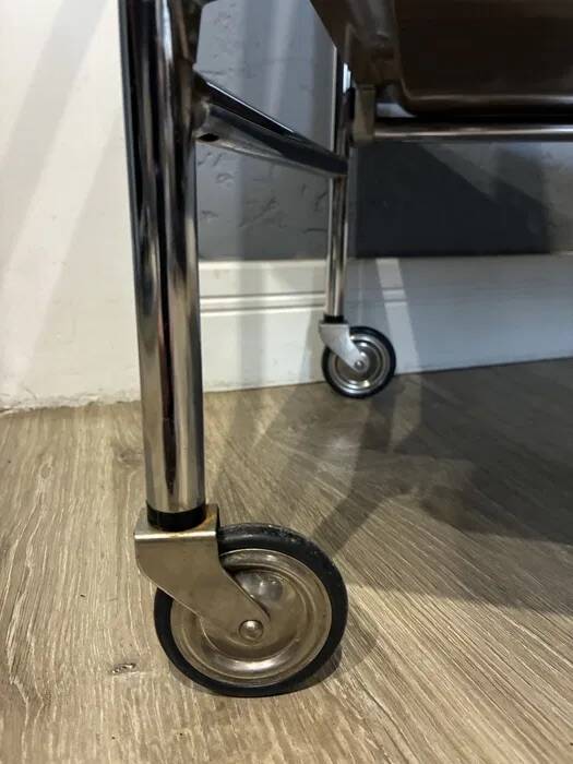 ADT Mobile Bar Cart / Serving Trolley — Chrome & Wood-Effect, 1970s Germany