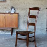 Chaise de nourrice ancienne en bois et paille