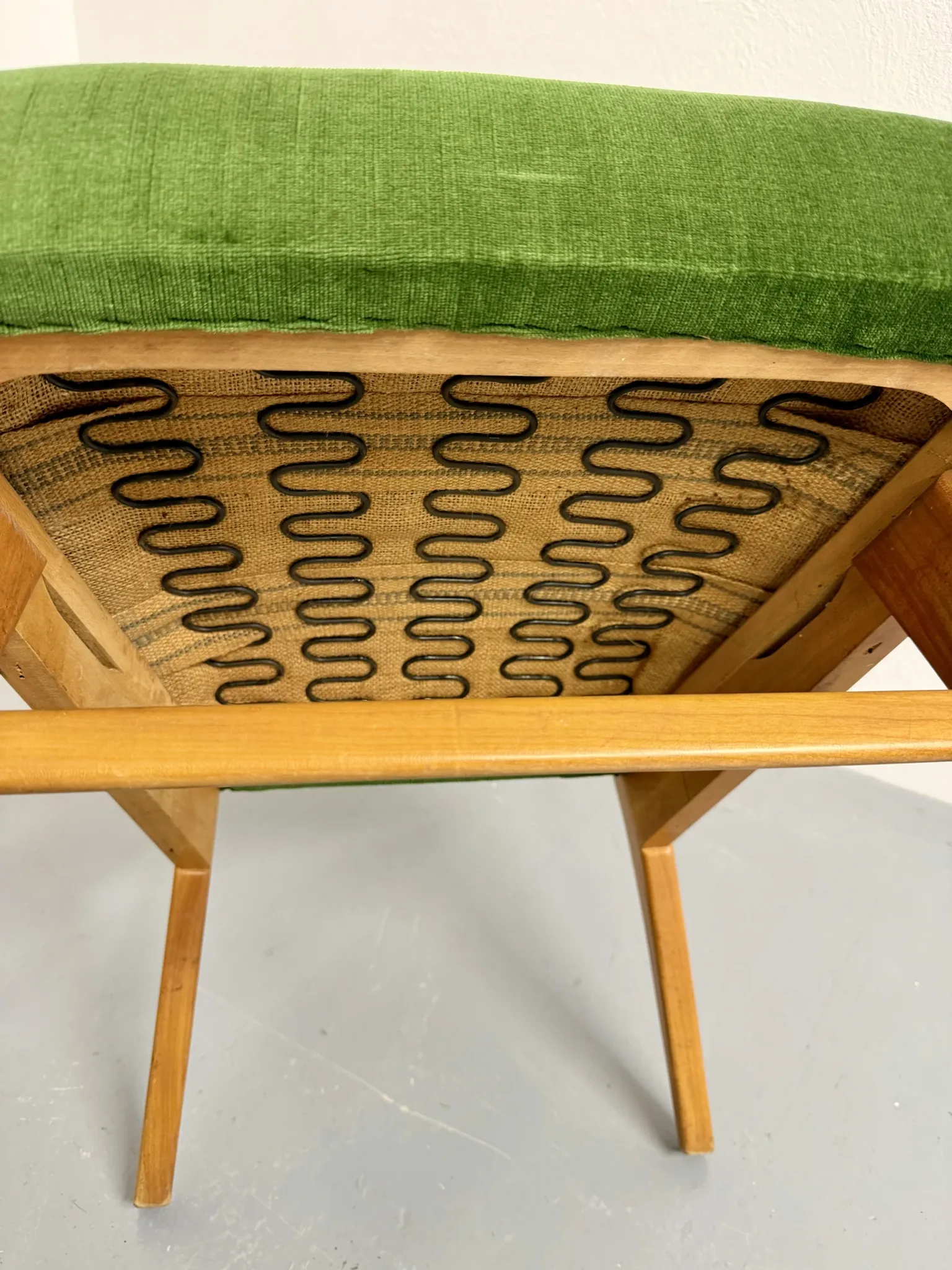 Sofa and armchair designed by Herta-Maria Witzemann, moulded wood, 1960s.