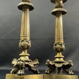 Pair of gilt and chiseled bronze candlesticks from the Restoration period