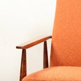 Scandinavian design curly orange armchair by H.Lis