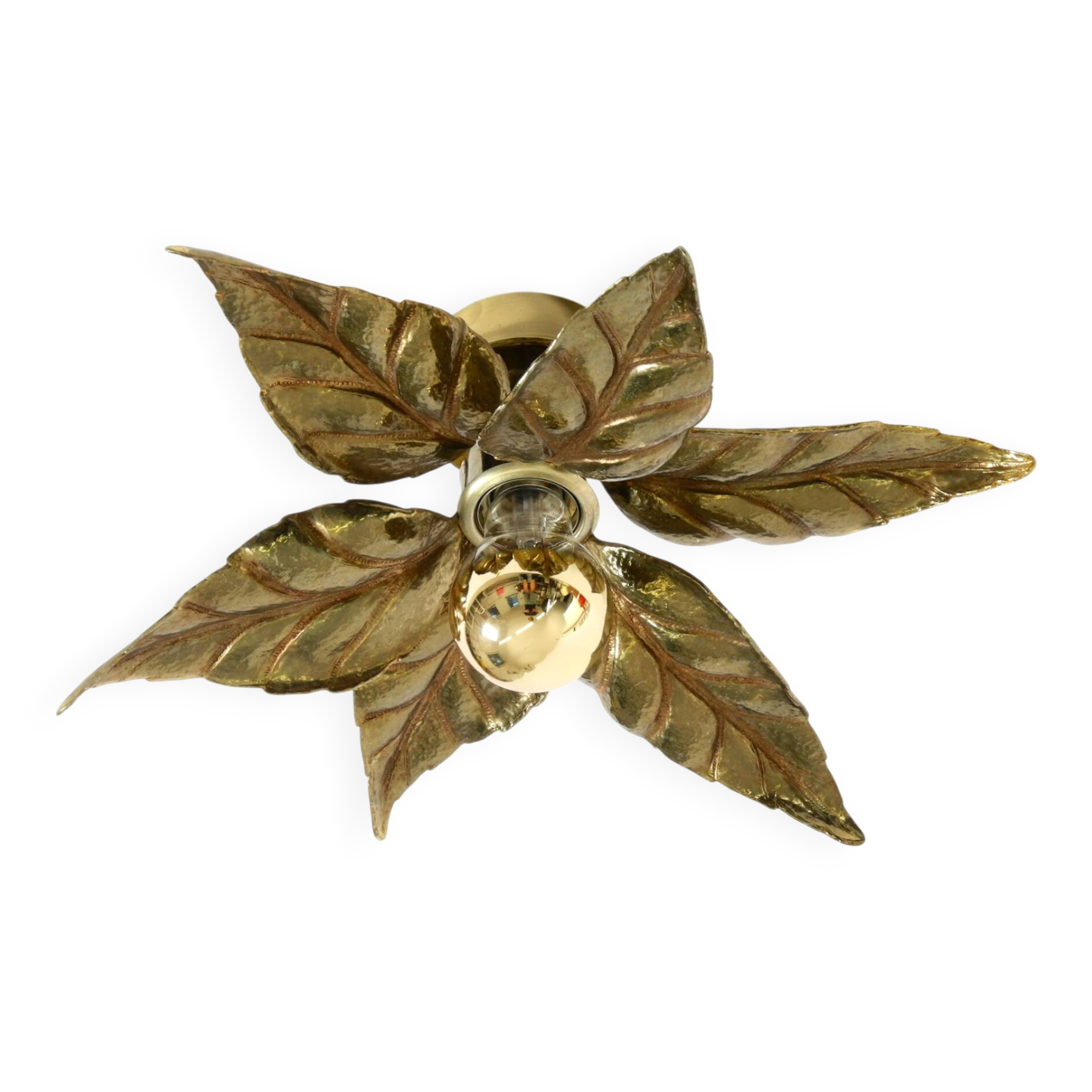 Beautiful brass ceiling or wall lamp from the 1970s by Willy Daro