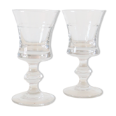 Set of 2 glasses on foot, chiseled crystal, art deco
