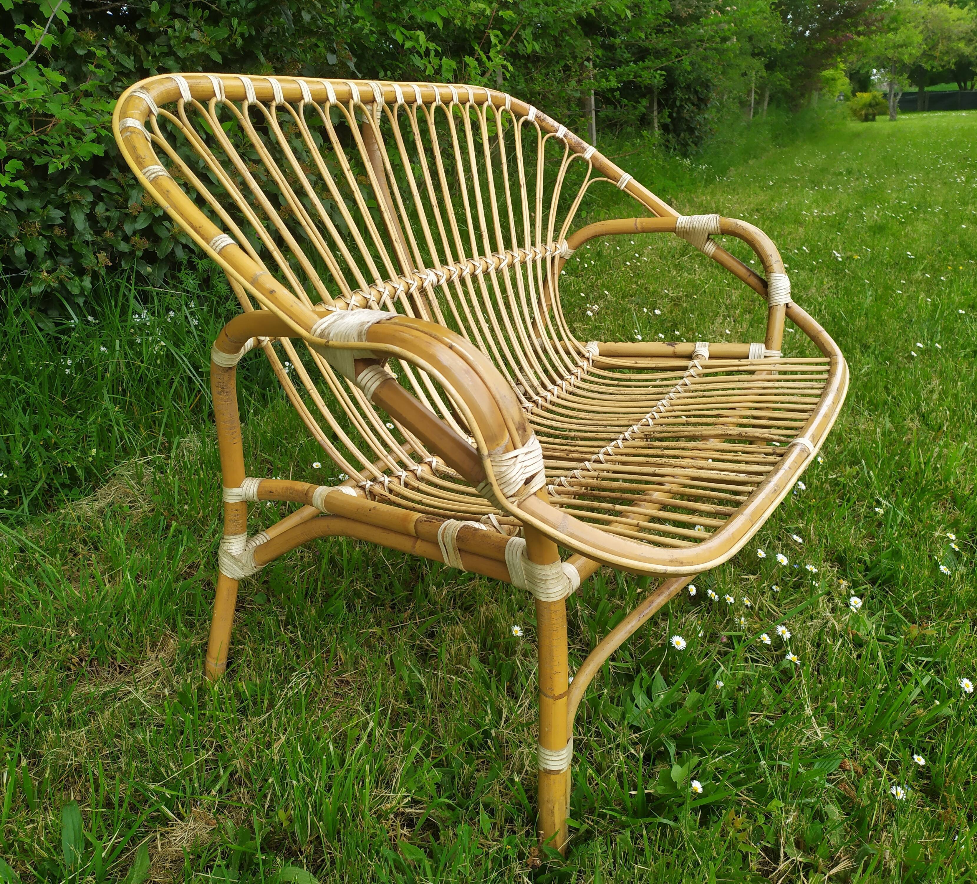 Rattan bench years 50/60