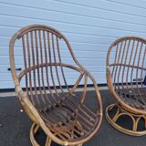 Pairs of 70s rattan armchairs