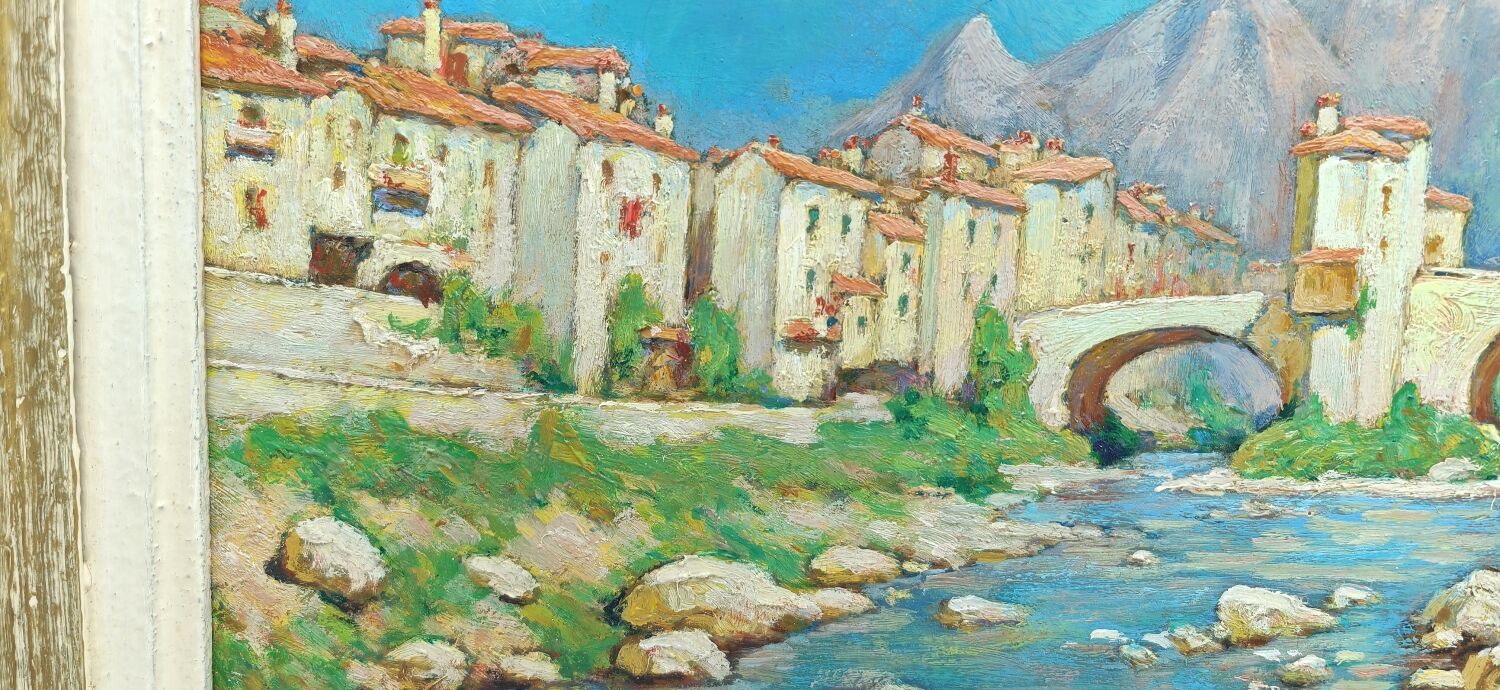 The washerwomen oil on hardboard by Gaston Knecht 1875-1968