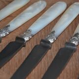 10 antique knives in mother-of-pearl and silver-plated metal