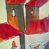 Tableau - Huile sur carton, c.1970 signé