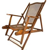 Cruise ship wooden deck chair