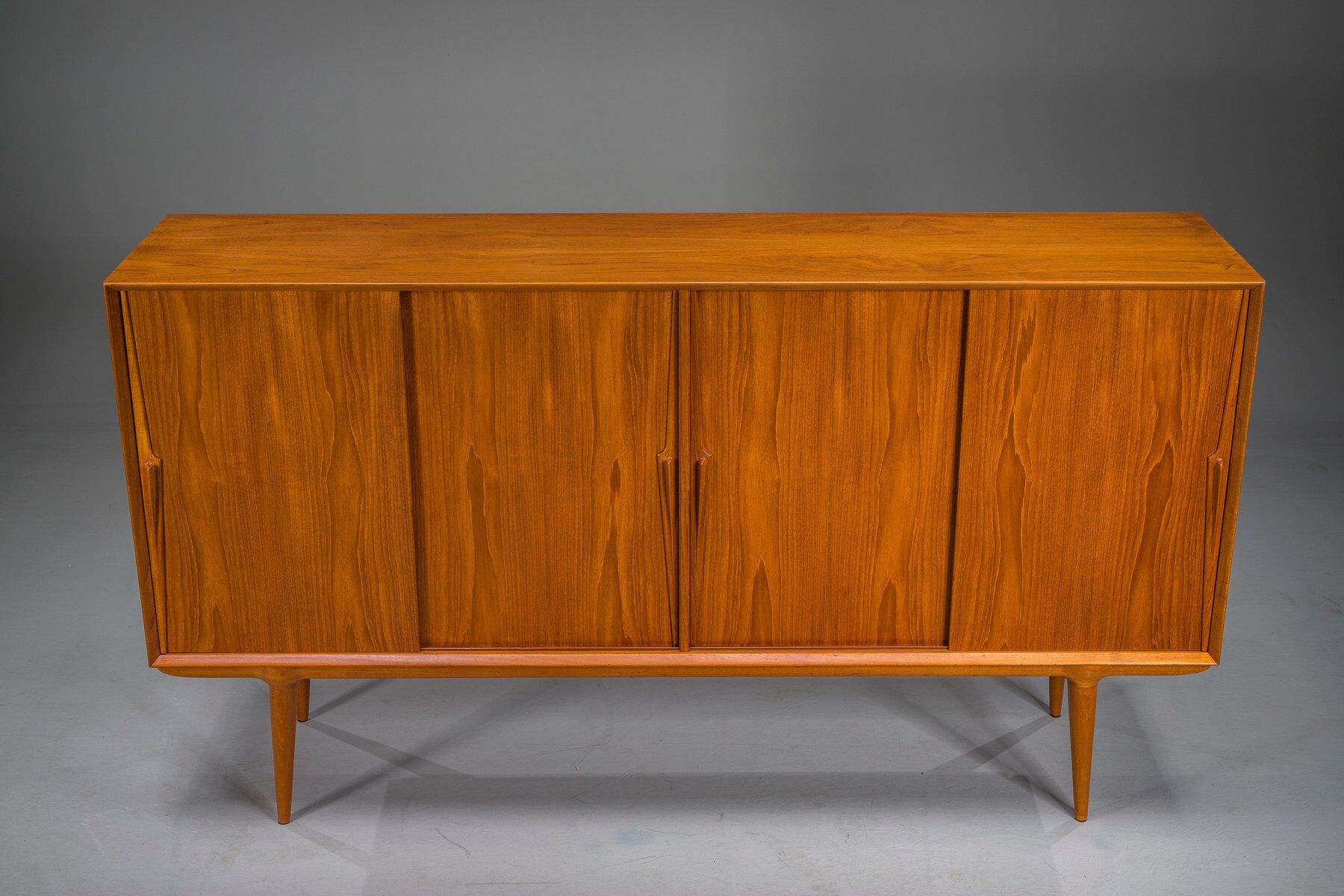 Model 19 teak highboard by Gunni Omann for Omann Jun, Denmark, 1960s