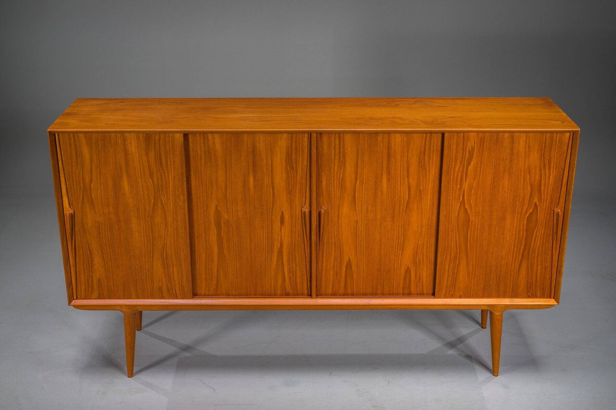 Model 19 teak highboard by Gunni Omann for Omann Jun, Denmark, 1960s