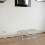 Aluminium coffee table and smoked glasses, France, circa 1980