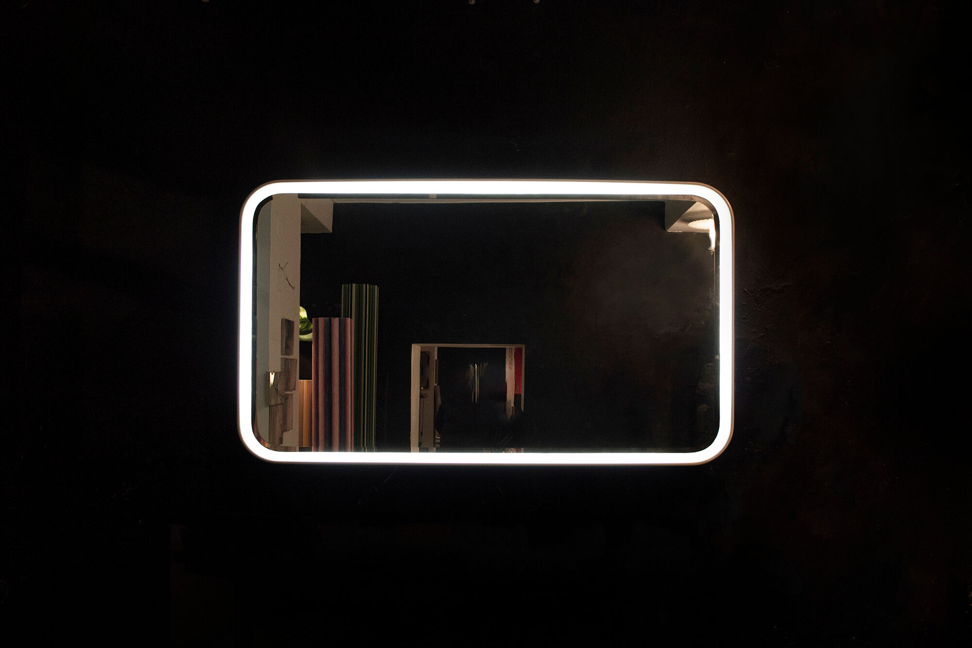 Fiberglass backlit mirror Italy 70s