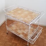 Vintage wrought iron serving trolley from the 1970s